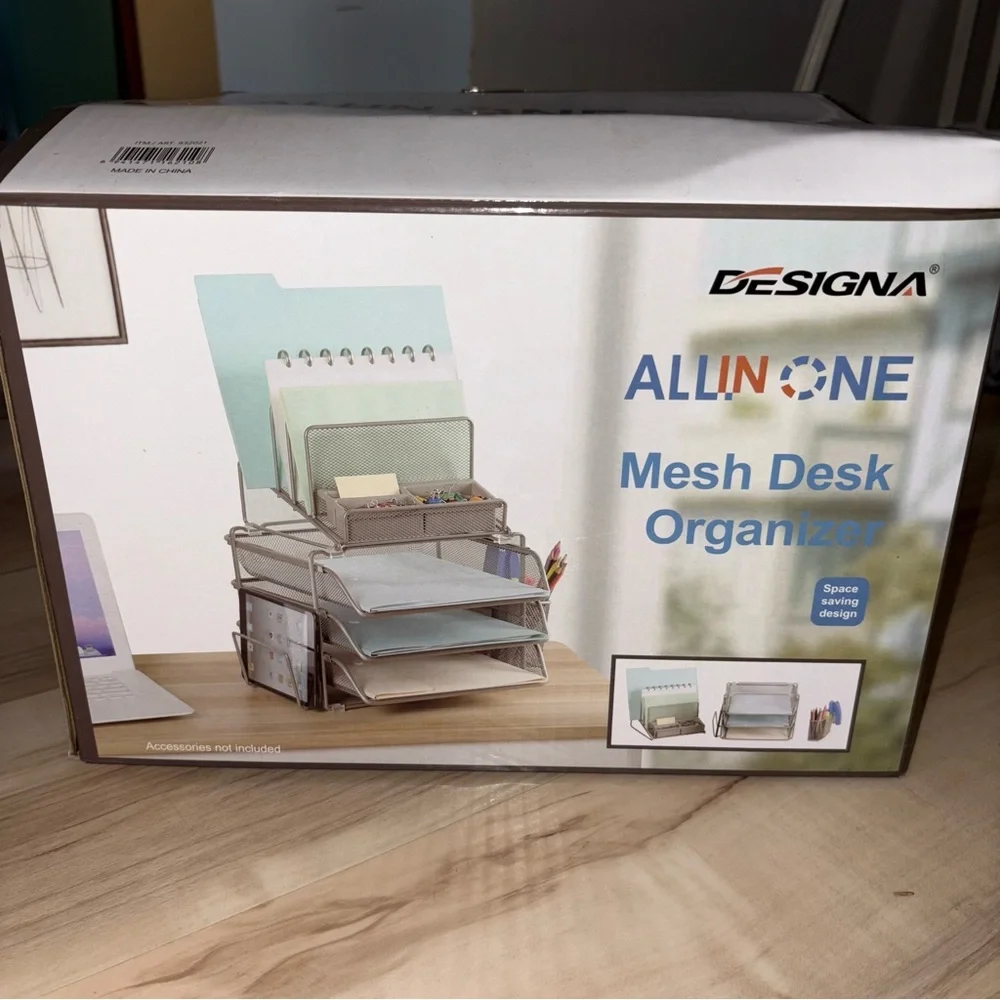 Silver Mesh Desk Organizer